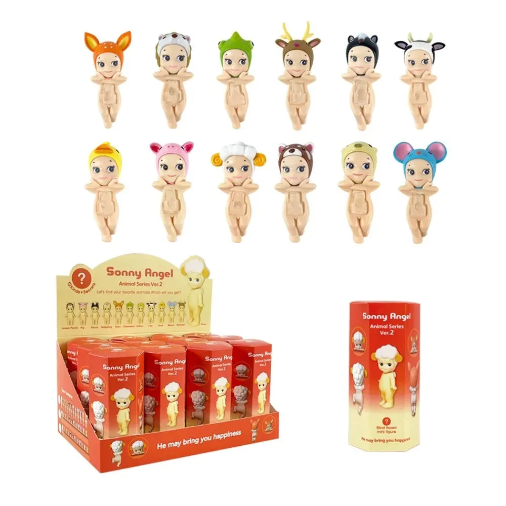New Angel Fruit Animals Series Blind Box Anime Figure Cute Hippie Doll Trendy Car Mobile Phone Ornaments Kids Toy Birthday Gift