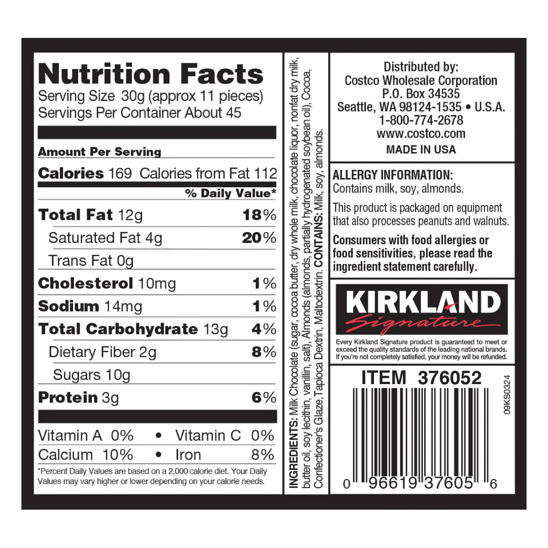 Kirkland Signature Almonds, Milk Chocolate, 3 lb