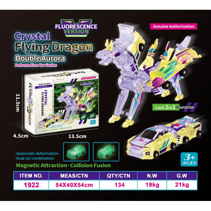 Creative Car Transforms Into Unicorn Toy 2 in 1 Winged Pegasus Automobile Model Inertial Sliding Racing Car Impact Deformed Toys
