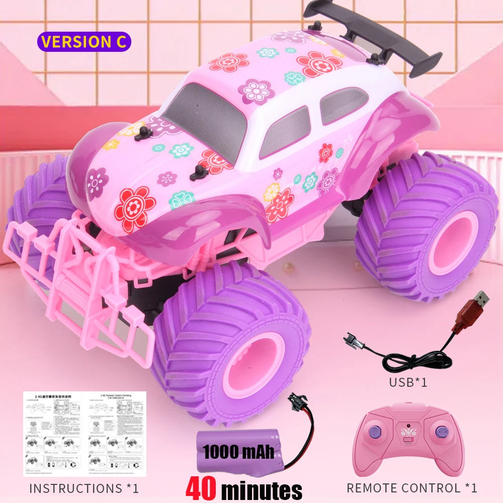 Pink RC Car Electric Drive Off-Road Big Wheel High Speed Purple 2.4G Remote Control Trucks Girls Toys for Children Christmas
