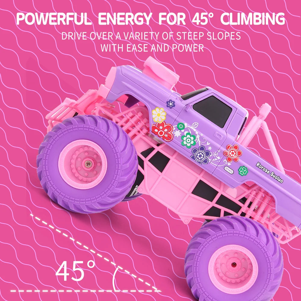 Pink RC Car Electric Drive Off-Road Big Wheel High Speed Purple 2.4G Remote Control Trucks Girls Toys for Children Christmas