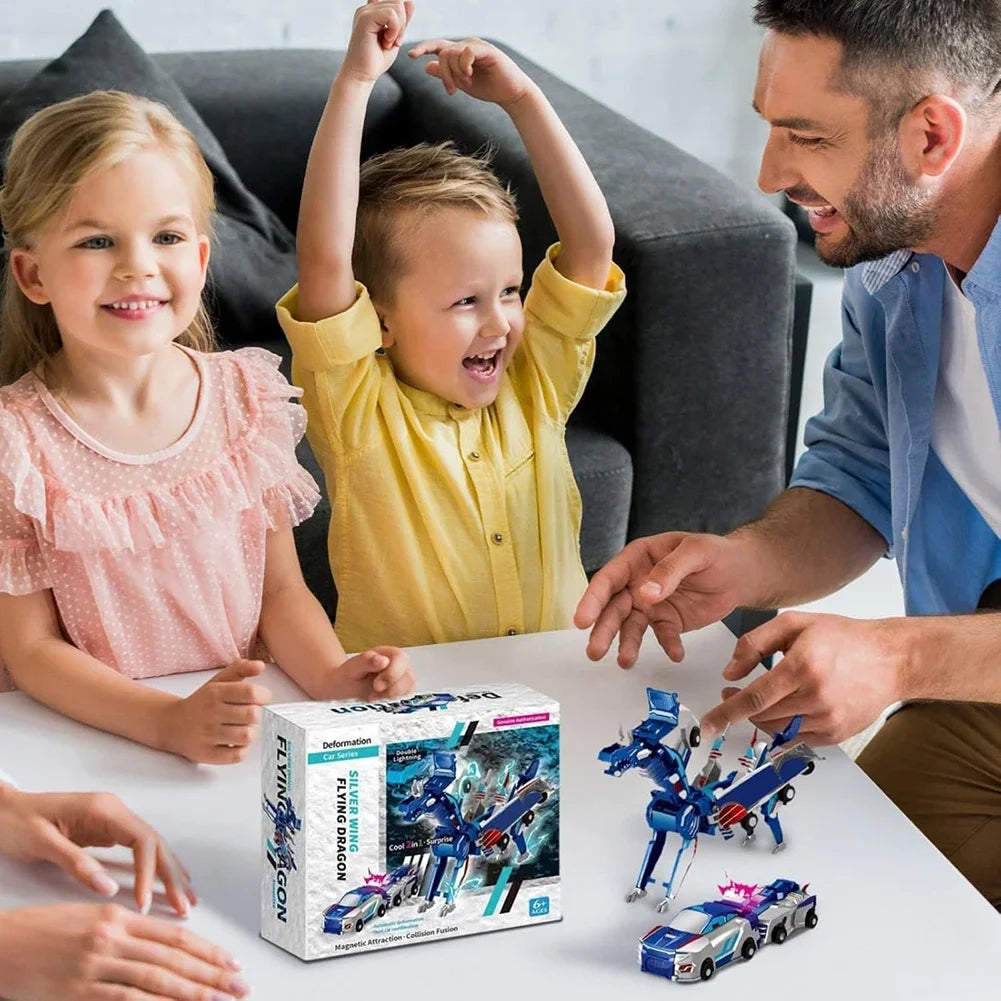 Creative Car Transforms Into Unicorn Toy 2 in 1 Winged Pegasus Automobile Model Inertial Sliding Racing Car Impact Deformed Toys