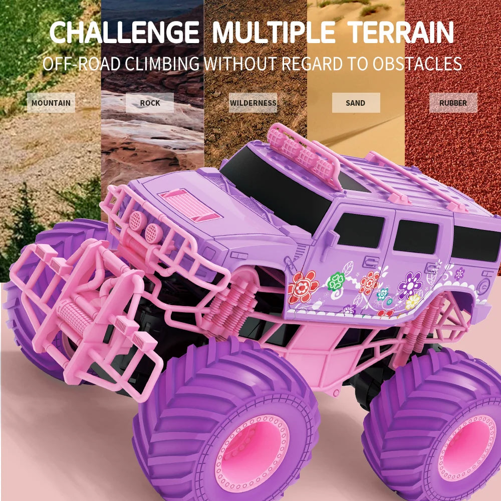Pink RC Car Electric Drive Off-Road Big Wheel High Speed Purple 2.4G Remote Control Trucks Girls Toys for Children Christmas