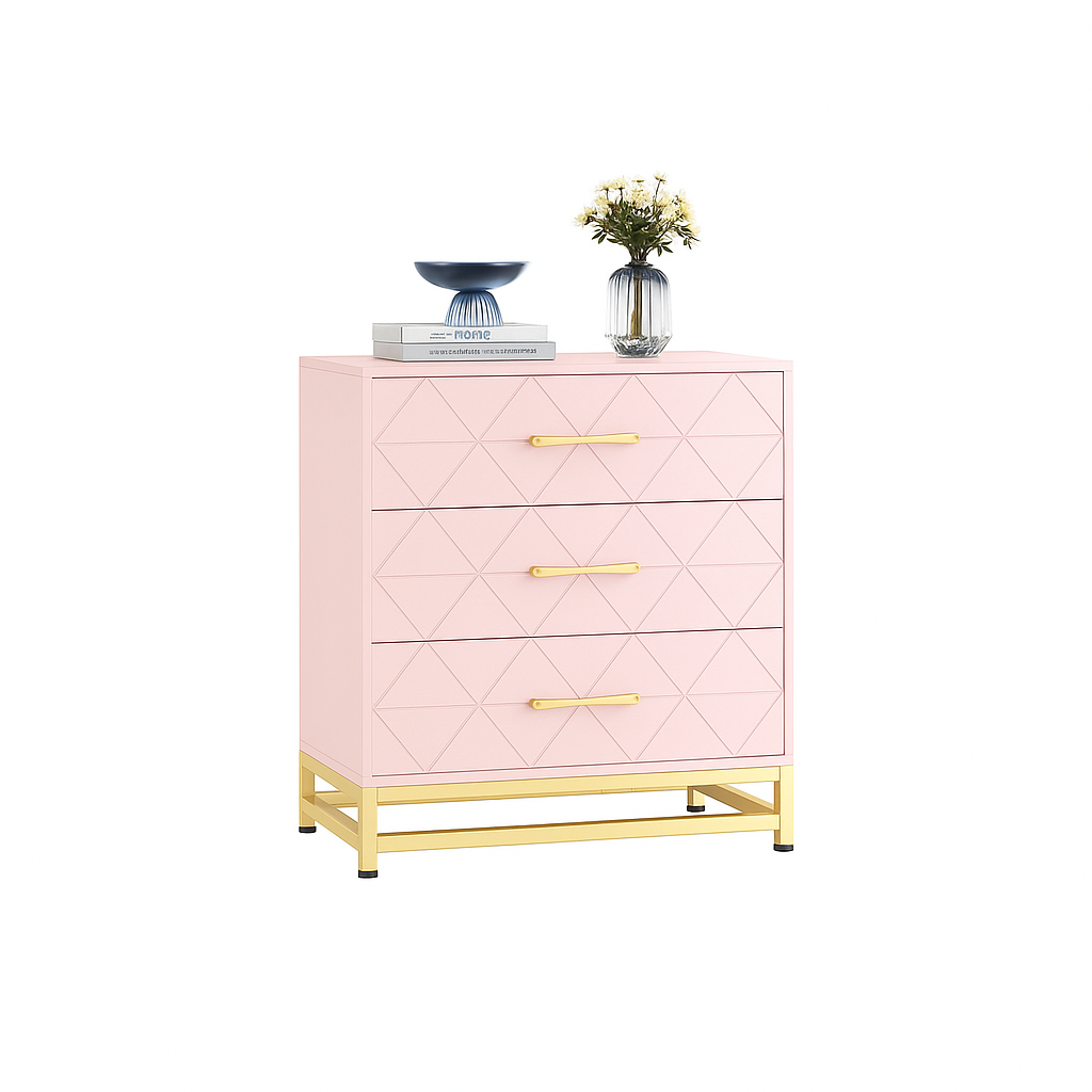 GAOMON Dresser for Bedroom with 8 Drawer, TV Stand Dressers Chest of Drawers for Living Room Hallway Entryway, Pink