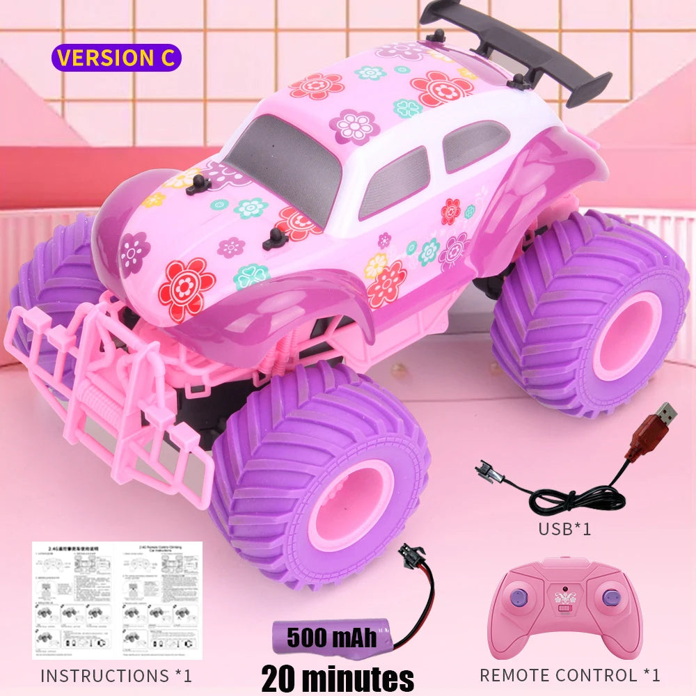 Pink RC Car Electric Drive Off-Road Big Wheel High Speed Purple 2.4G Remote Control Trucks Girls Toys for Children Christmas