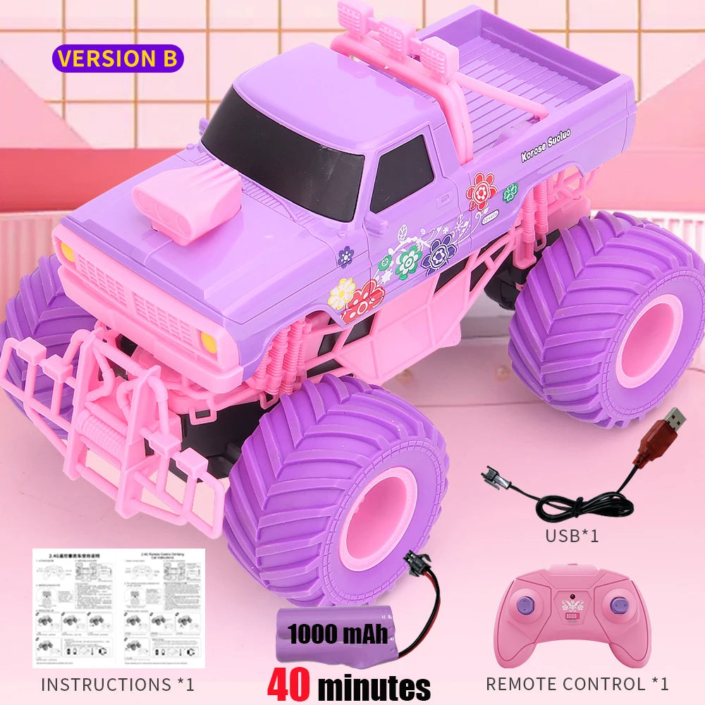 Pink RC Car Electric Drive Off-Road Big Wheel High Speed Purple 2.4G Remote Control Trucks Girls Toys for Children Christmas