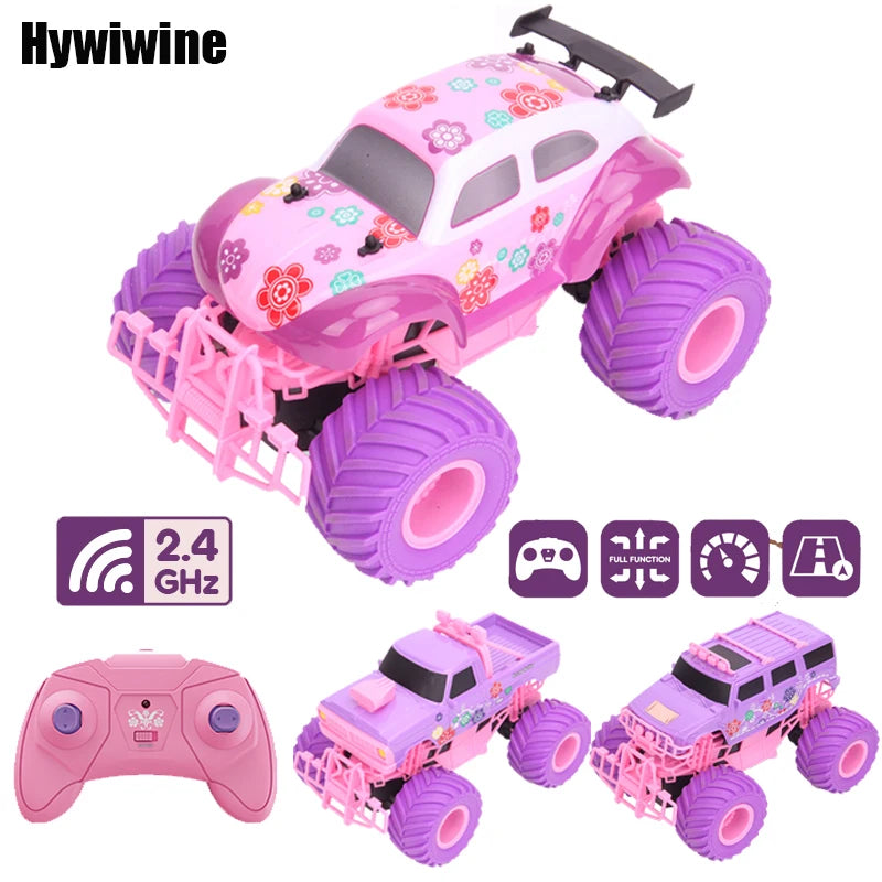 Pink RC Car Electric Drive Off-Road Big Wheel High Speed Purple 2.4G Remote Control Trucks Girls Toys for Children Christmas