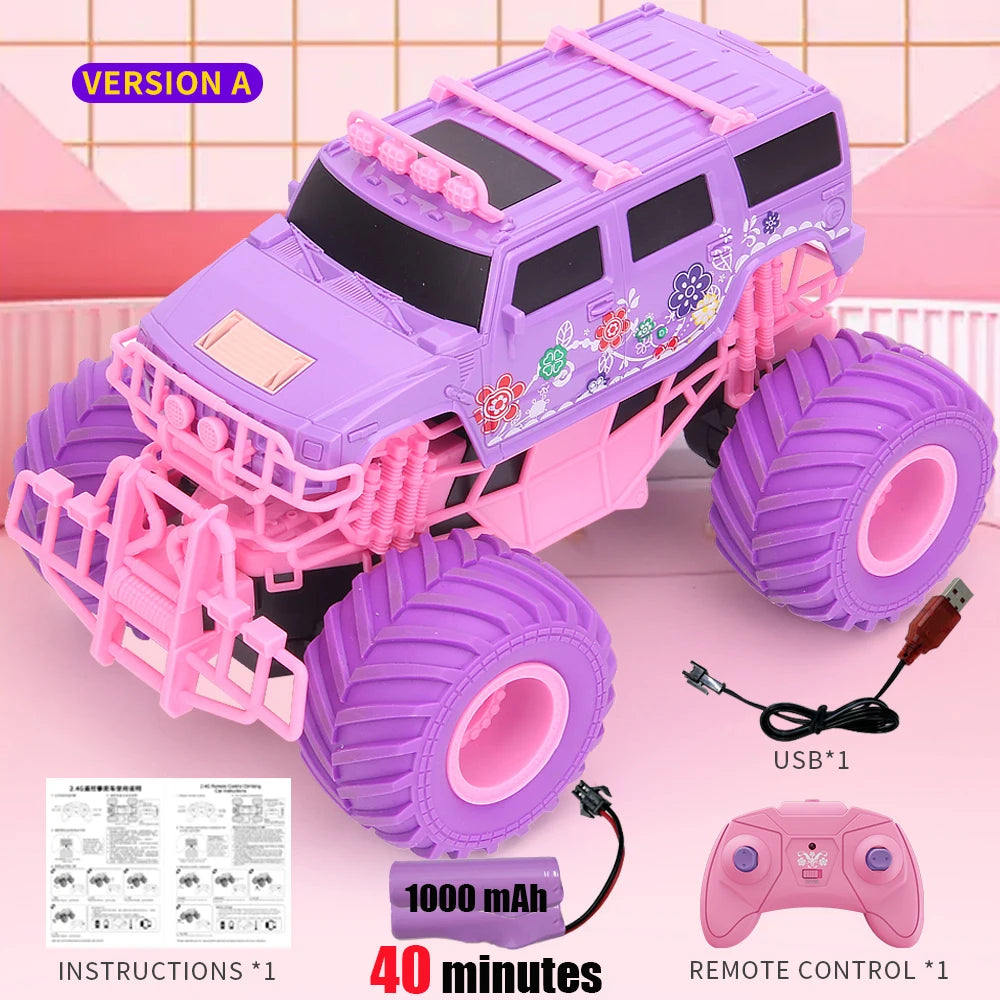 Pink RC Car Electric Drive Off-Road Big Wheel High Speed Purple 2.4G Remote Control Trucks Girls Toys for Children Christmas
