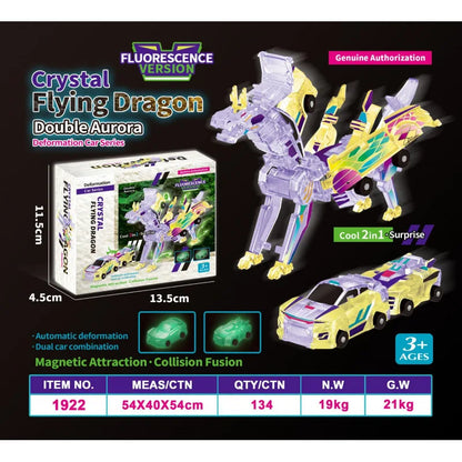 Creative Car Transforms Into Unicorn Toy 2 in 1 Winged Pegasus Automobile Model Inertial Sliding Racing Car Impact Deformed Toys