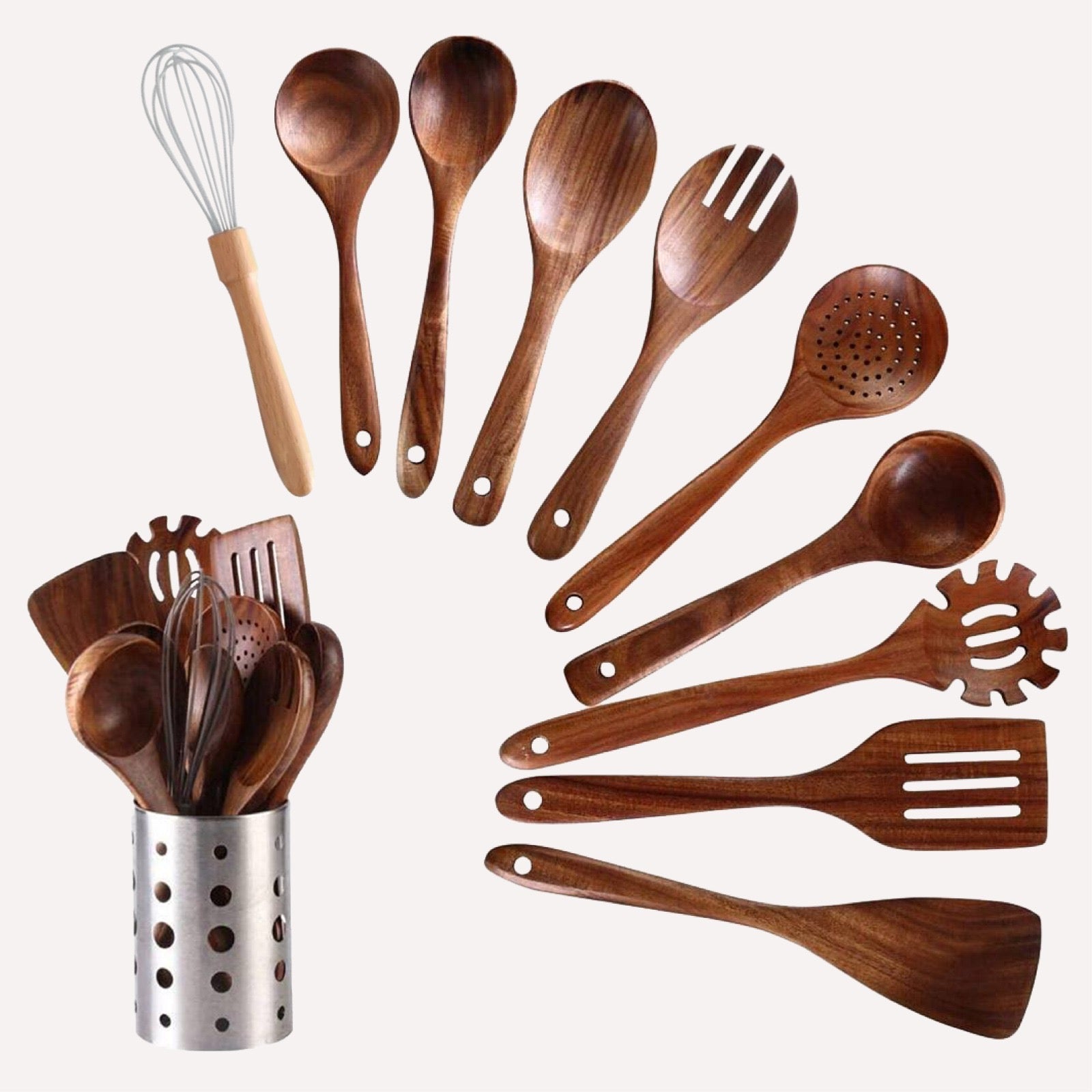 11 PCS Wooden Kitchen Utensils Set