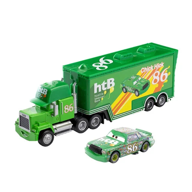 Disney Pixar Cars Toy Set – Lightning McQueen, Jackson Storm & Mack Truck (1:55 Alloy)