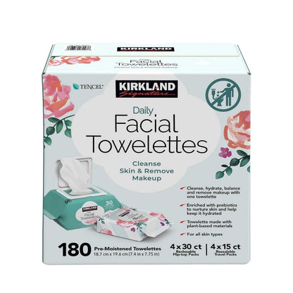 KIRKLAND Signature Daily Facial Towellettes, 4.53 Pound (180 Count, 1-Box)