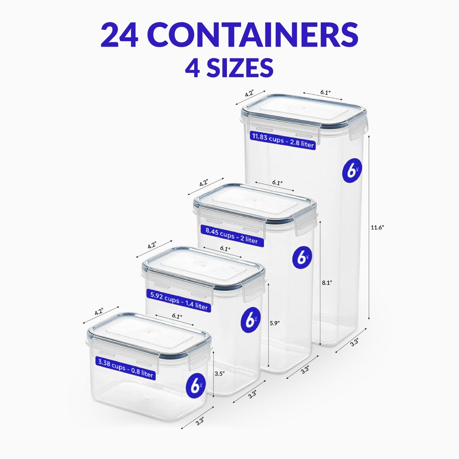 Airtight 24 PCS Food Storage Containers for Kitchen - BPA Free ...