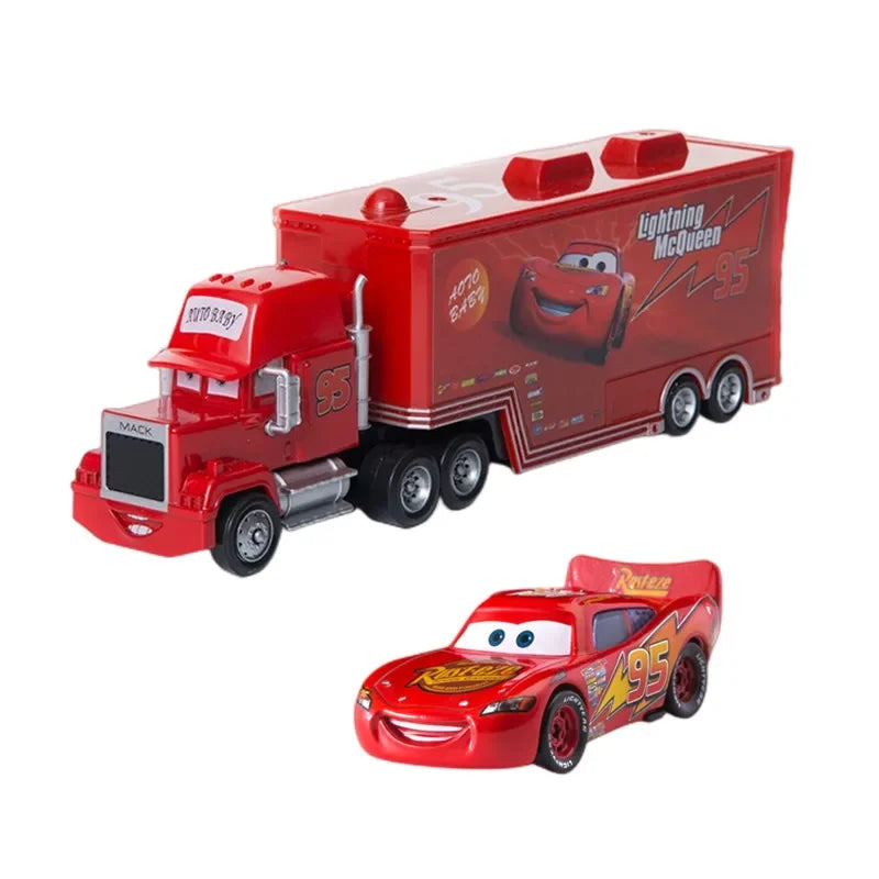 Disney Pixar Cars Toy Set – Lightning McQueen, Jackson Storm & Mack Truck (1:55 Alloy)
