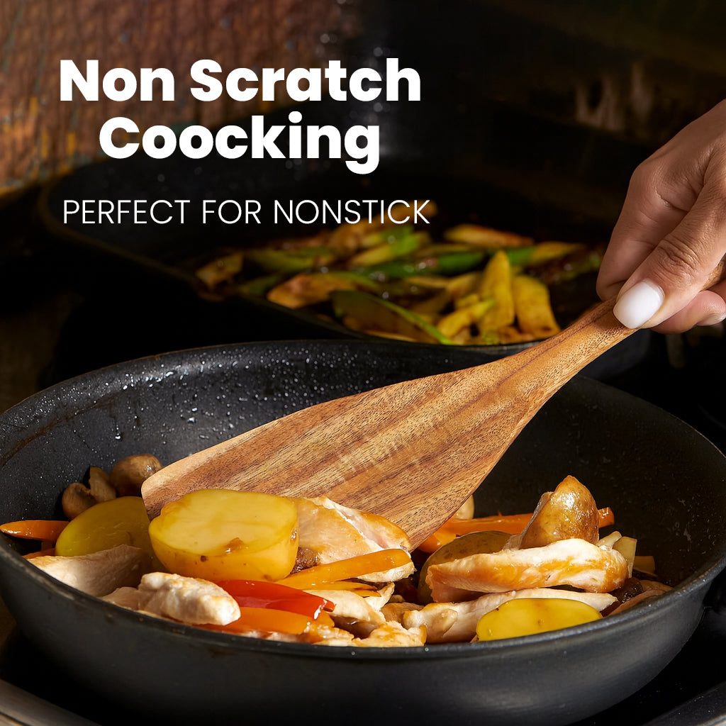10 Piece Wooden Kitchen Utensil Set – Natural Teak Cooking Tools