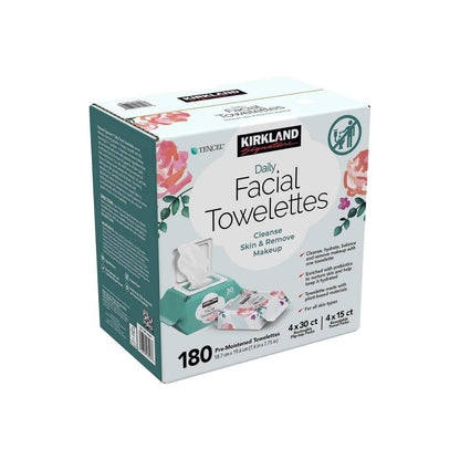 KIRKLAND Signature Daily Facial Towellettes, 4.53 Pound (180 Count, 1-Box)