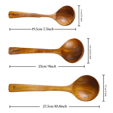 3-Piece Wooden Kitchen Soup Ladle Set – 3 Sizes