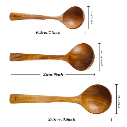 3-Piece Wooden Kitchen Soup Ladle Set – 3 Sizes