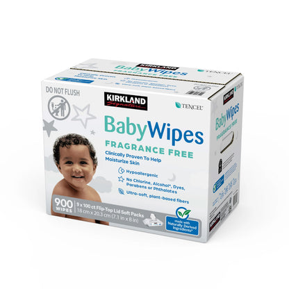 Kirkland Signature Baby Wipes, Fragrance-Free, 900-Count