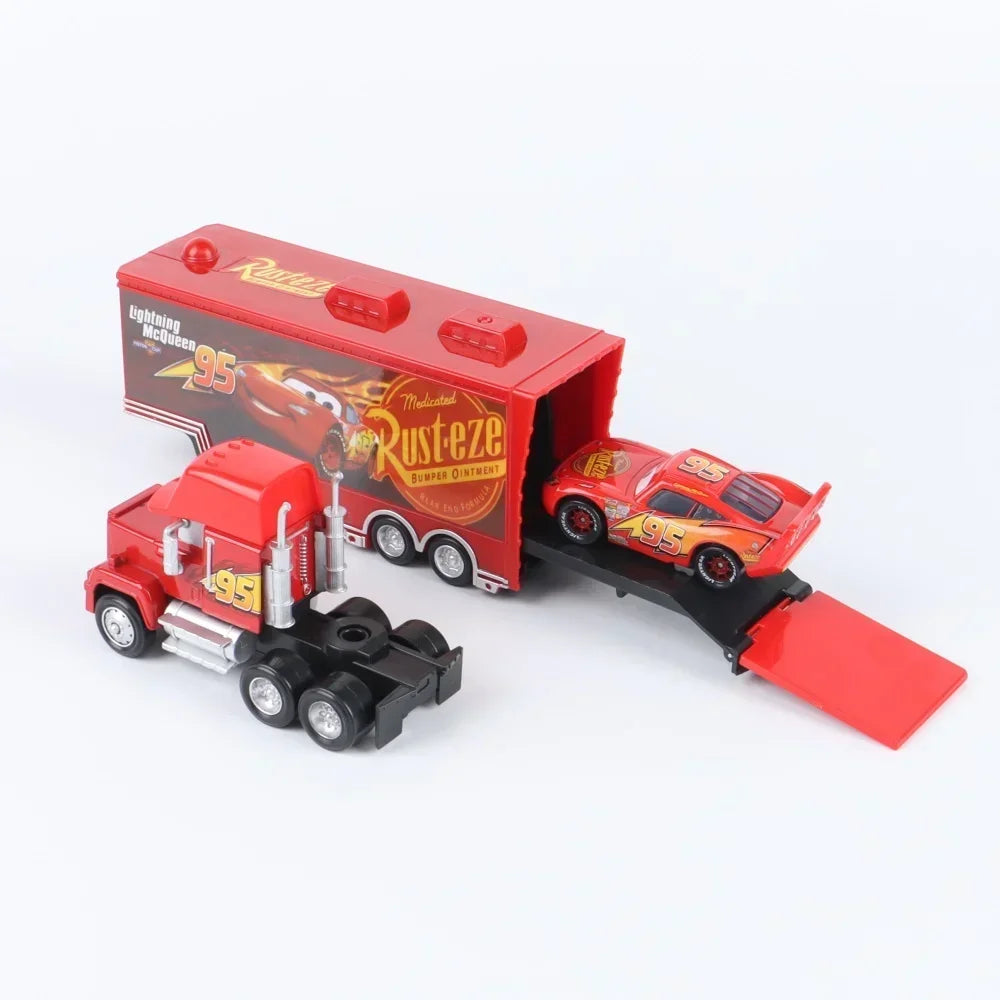 Disney Pixar Cars Toy Set – Lightning McQueen, Jackson Storm & Mack Truck (1:55 Alloy)