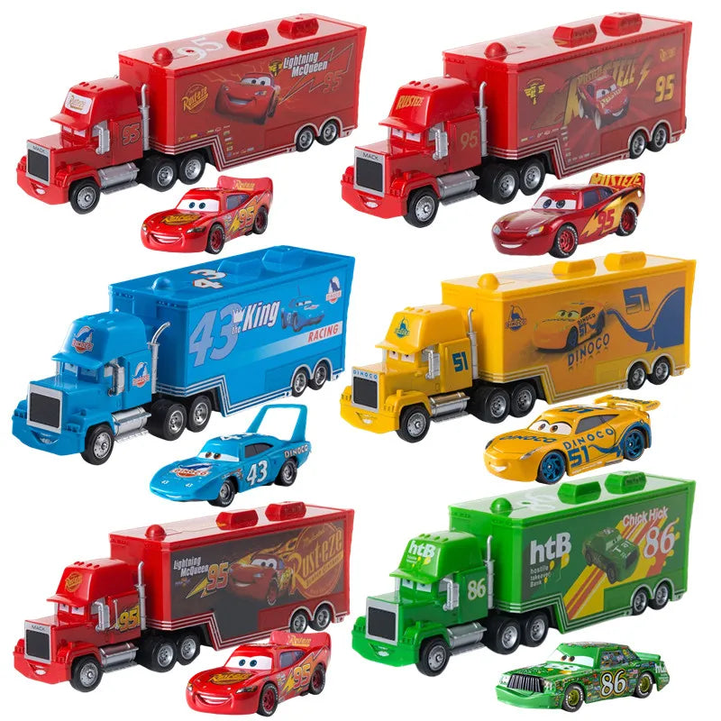 Disney Pixar Cars Toy Set – Lightning McQueen, Jackson Storm & Mack Truck (1:55 Alloy)