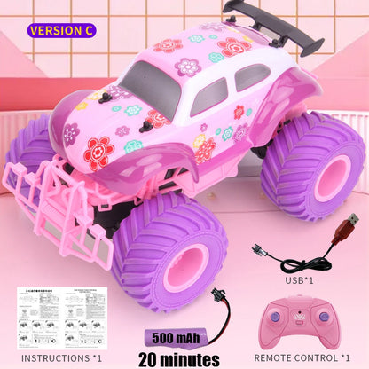 Pink RC Car Electric Drive Off-Road Big Wheel High Speed Purple 2.4G Remote Control Trucks Girls Toys for Children Christmas