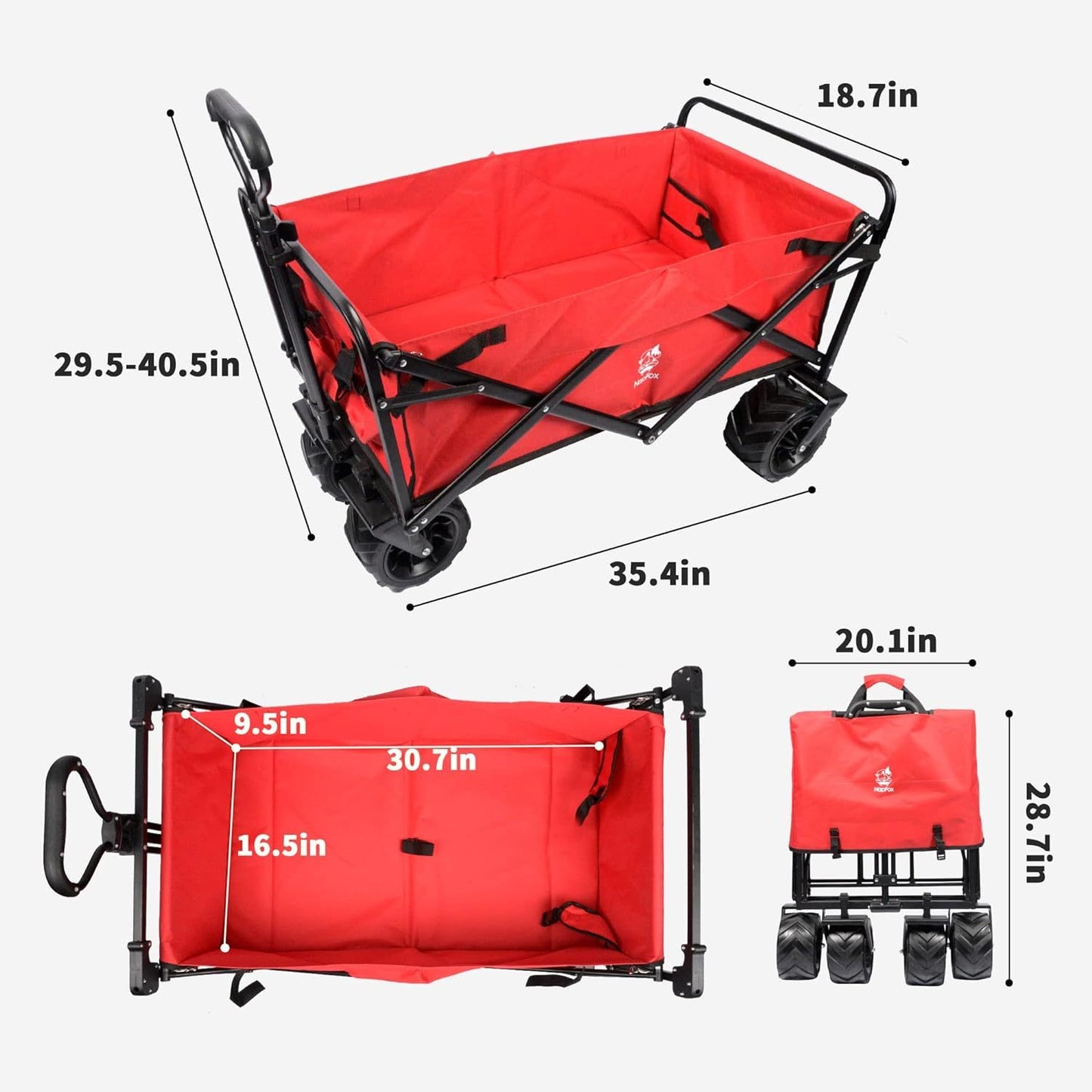 Collapsible Heavy Duty Beach Wagon – Folding Cart with Wheels & Adjustable Handle