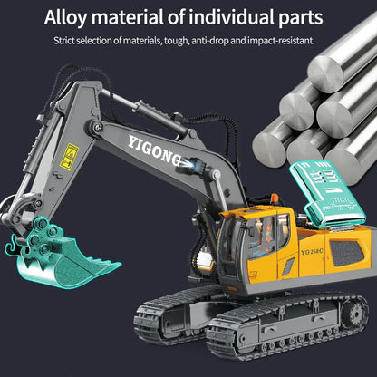 2.4G Remote Control Excavator Dump Truck RC Model Car Toy Professional Alloy Plastic Simulation Construction Vehicle for Kids