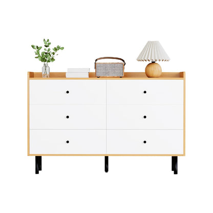 LYNSOM 6 Wood Dresser Drawer – 45.98" Storage Cabinet with 3 Doors for Bedroom, Living Room & Office
