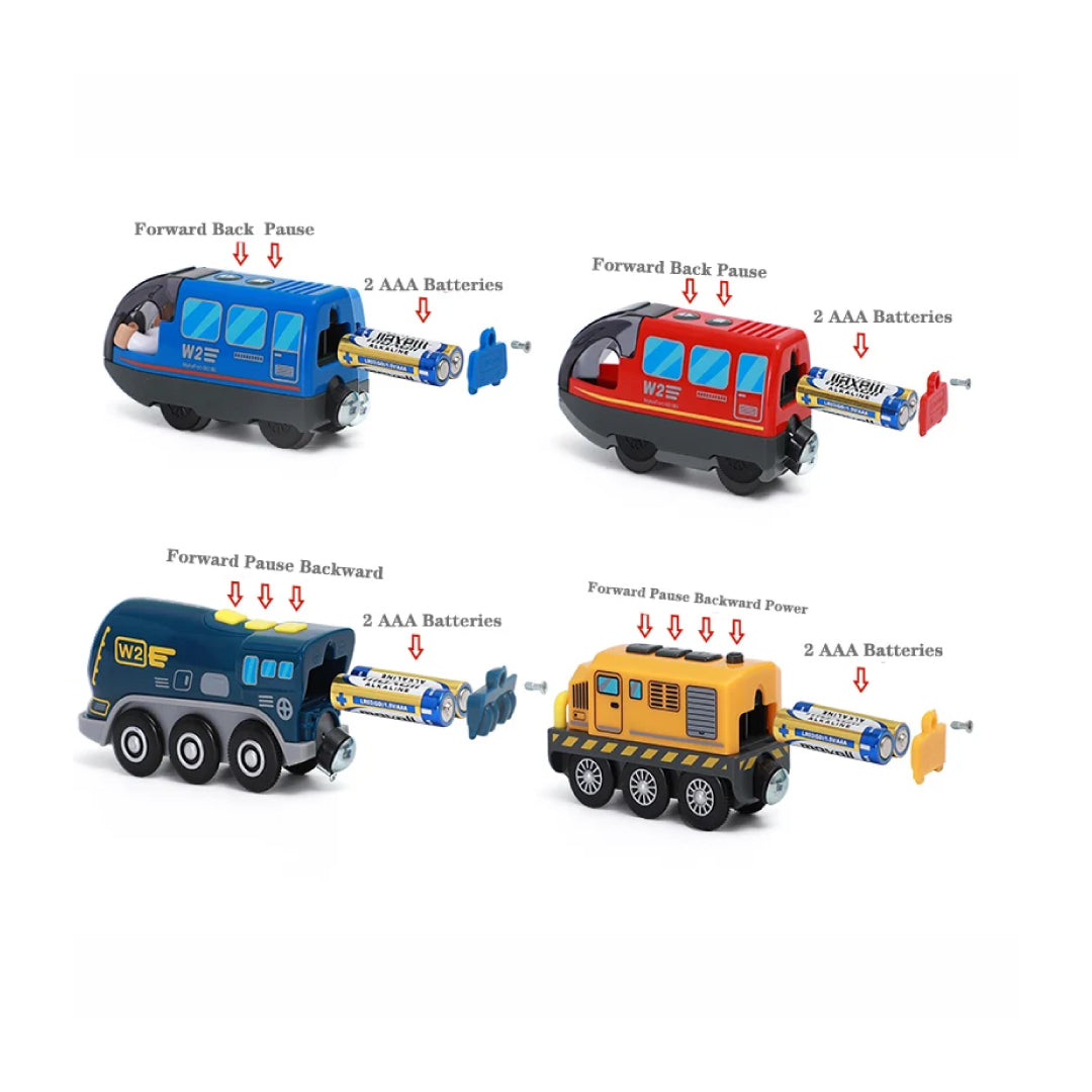 Magnetic Train Set with Wooden Tracks – Electric Car Locomotive Toy Railway for Kids