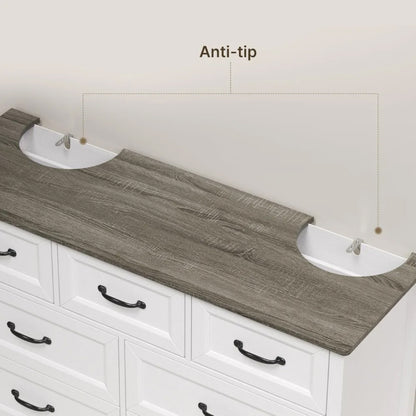 White 7-Drawer Dresser – 47″ Wide Bedroom Chest with Metal Handles