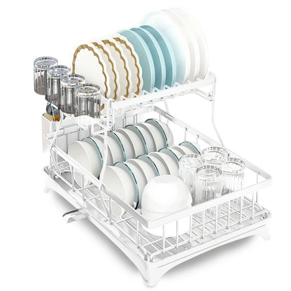 2 Tier Dish Draining Rack for Kitchen