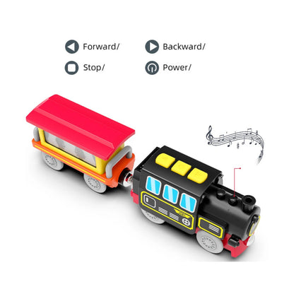Magnetic Train Set with Wooden Tracks – Electric Car Locomotive Toy Railway for Kids