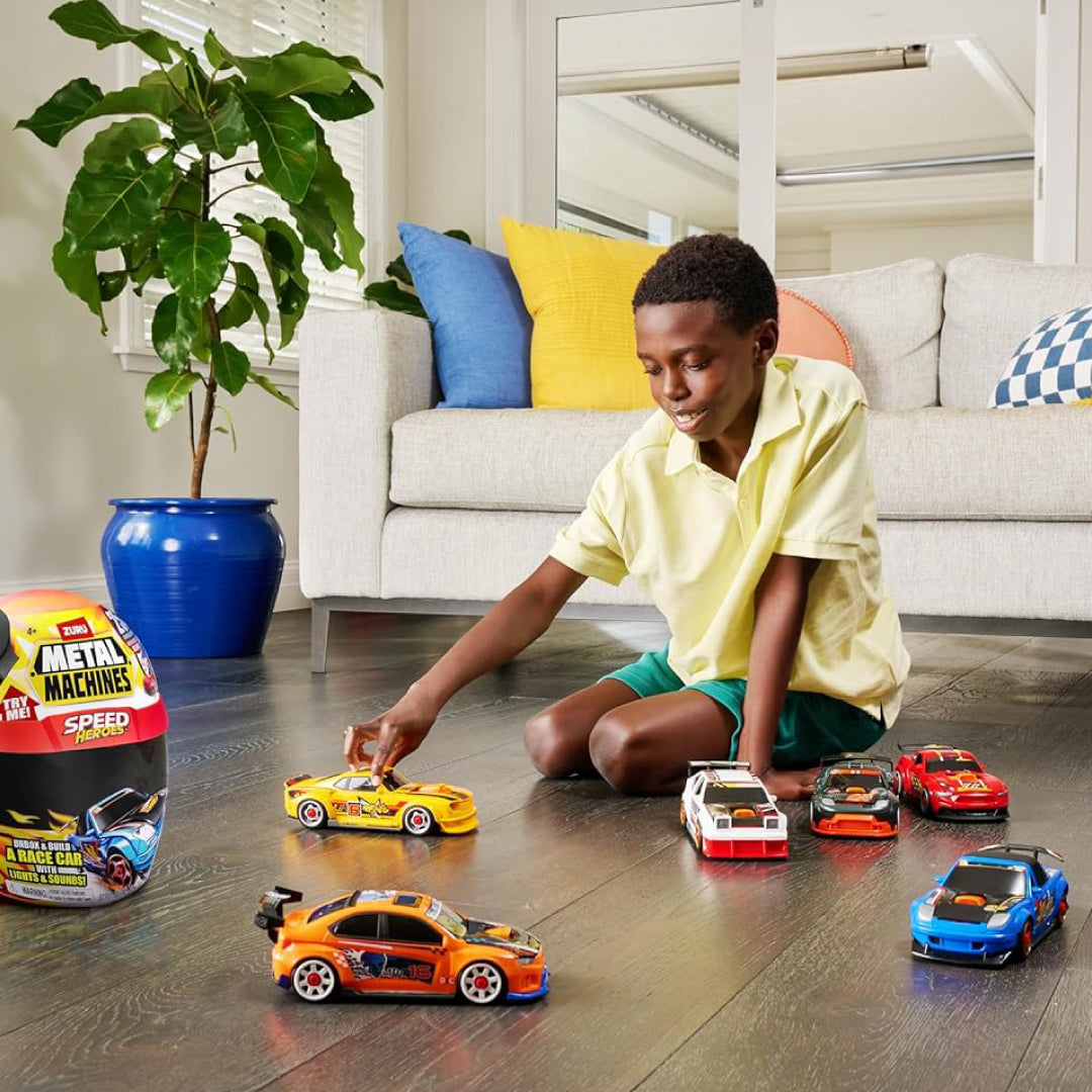 Metal Machines Speed Heroes Red – Buildable Race Car Toy with Lights, Sounds & 20+ Surprises