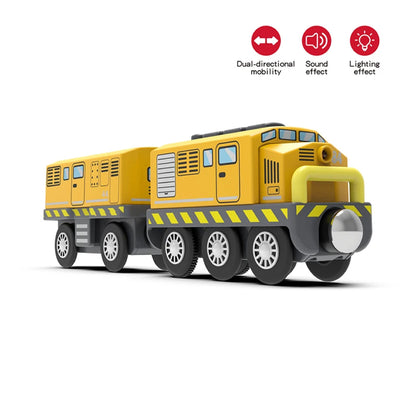 Magnetic Train Set with Wooden Tracks – Electric Car Locomotive Toy Railway for Kids