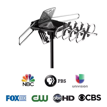 Outdoor HDTV Antenna 1080P Amplified UHF/VHF with 150-Mile Range & Pole Included