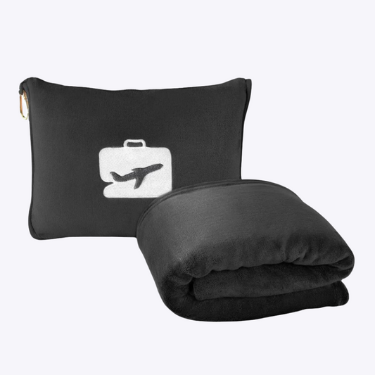 Kosmiko Travel Blanket Pillow - Premium Soft 2 in 1 Airplane Blanket with Soft