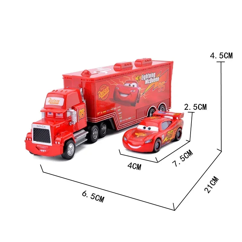 Disney Pixar Cars Toy Set – Lightning McQueen, Jackson Storm & Mack Truck (1:55 Alloy)