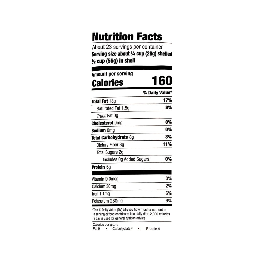 calories in pistachios shelled