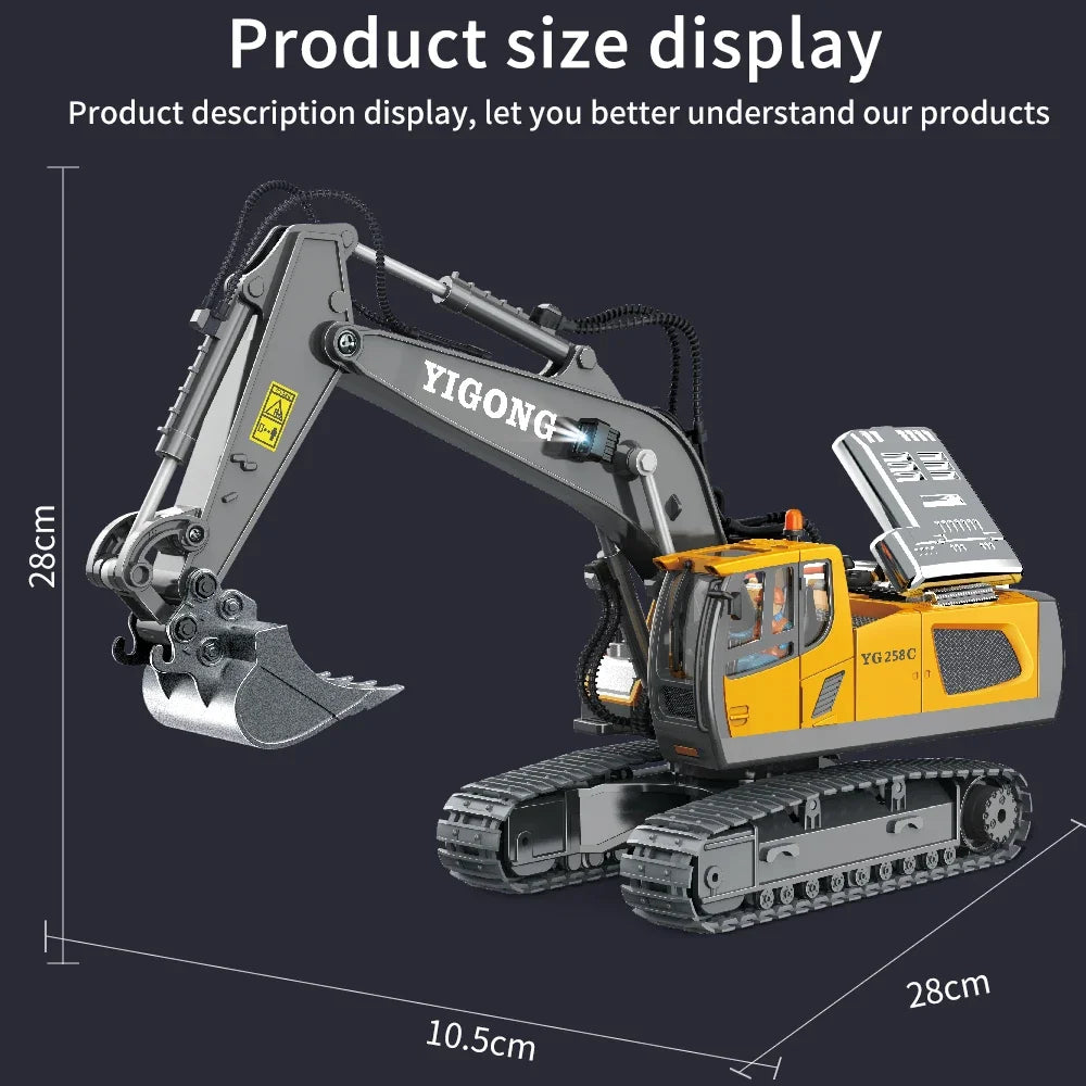 2.4G Remote Control Excavator Dump Truck RC Model Car Toy Professional Alloy Plastic Simulation Construction Vehicle for Kids