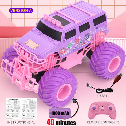 Pink RC Car Electric Drive Off-Road Big Wheel High Speed Purple 2.4G Remote Control Trucks Girls Toys for Children Christmas