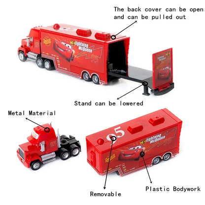 Disney Pixar Cars Toy Set – Lightning McQueen, Jackson Storm & Mack Truck (1:55 Alloy)